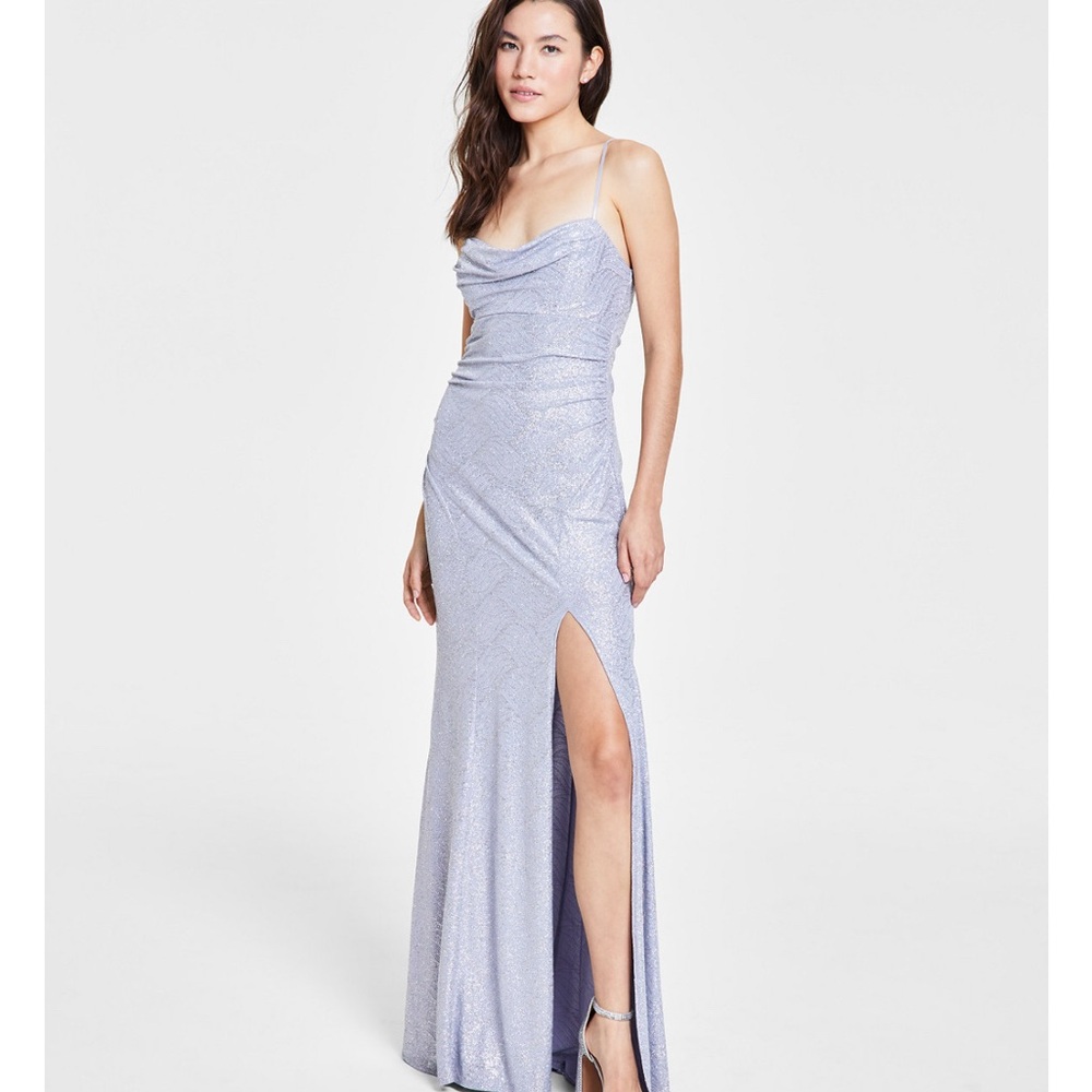 Elegant Silver Sparkle Evening Gown